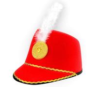 Widmann 34142 - Felt Majorette Hat for Girls, with Feather, College, Carnival, Theme Parties, One Size, Red Color