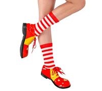 Widmann 34401 - Adult Unisex Striped Socks, Clown, Circus, Carnival, Theme Parties, One Size, Red and White
