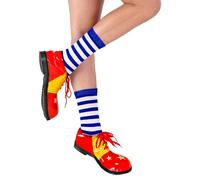 WIDMANN 34442 - Unisex Adult Striped Socks, Clown, Circus, Carnival, Theme Parties, Size XL, Blue and White Colour