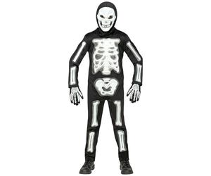 Widmann 3D Skeleton (Jumpsuit, Hooded Mask, Gloves) (128 cm / 5-7 Years) Black