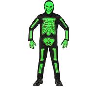 Widmann 3D Skeleton (Jumpsuit, Hooded Mask, Gloves) (140 cm / 8-10 Years) Green