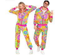 WIDMANN 45090 - Adult Costume Tracksuit, Hippie Groovy Love Party, Multicoloured, XXL