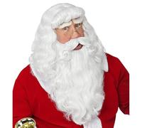 WIDMANN 46943 Santa Wig Beard and Moustache, White | Grey Synthetic Hair with Beard and Moustache, Costume Accessory for Christmas, Carnival and Theme Party