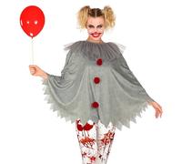 Widmann 48151 Horror Clown Costume, Poncho, Joker, Theme Party, Halloween, Multicoloured, Einheitsgröße Fits Most Adult