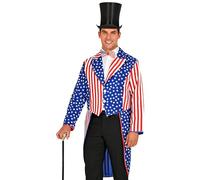 Widmann 48271 USA Parade Dress for Men, Guard Uniform, Stars and Stripes, American Flag, Costume, Carnival, Theme Party, Multicoloured, S