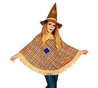 Widmann 48621 Scarecrow, 2 Pieces, Poncho and Hat, Cape, Throw, Robe, Costume Set, Fancy Dress, Theme Party, Carnival, Halloween, Unisex Kids, Multicoloured, Einheitsgröße Fits Most Children