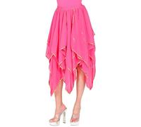 Widmann 48626 Chiffon Skirt Pink with Gold Sequins Belly Dancer Gypsy Theme Party Carnival, Multicoloured, Einheitsgröße Fits Most Adult