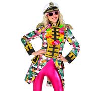 Widmann 51383 51383-Hawaii Parade Garde Uniform, Flowers, Palm Leaves, Circus Director Costume, Carnival, Theme Party, Women, Multicoloured, L