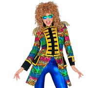Widmann 51491-80s Style Parade Frack, for Women, Guard Uniform, Leo Look, Animal Print, Rainbow Stripes, Circus Director, Costume, Carnival, Theme Party