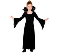 Widmann 52388, Vampirin Children's Long Collar Silver Black for Girls Vampire Bat Costume Fancy Dress Theme Party Carnival Halloween, Solid, multicoloured, 158