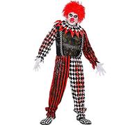 Widmann 52520 Killer Clown Costume Jumpsuit and Collar Theme Party Halloween, Multicoloured, XXL