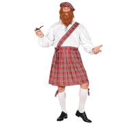 Widmann 60234 Cheeky Scottish Costume, Shirt, Kilt, Sash, Shorts with Belt, Hat with Beard, Theme Party, Tartan Skirt, Scotland, Carnival, Fancy Dress, Multicoloured, M-L