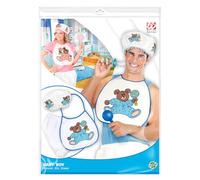 Widmann 66665 - Baby Set with Cap, Bib, Giant Diaper, for Adult Men, Baby Showers, Stag Parties, Carnival, Blue Color