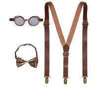 Widmann 68552 - Costume Set Steampunk, Braces, Bow Tie, Glasses, Theme Party, Carnival, Halloween, Multicoloured, Standard Size