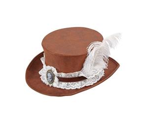 Widmann 68563 Steampunk Hat in Antique Leather Look, Brown, Hat, Retro, Theme Party, Carnival