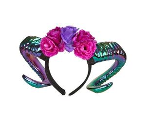 Widmann 68567 68567 Aries Horns with Flowers, Headband, Witch, Halloween, Accessory, Women, Multicoloured, One Size