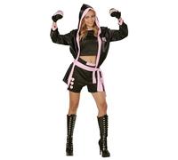 Widmann 73961 Adult Women's Boxer Costume, Top, Shorts, Jacket with Hood and Boxing Gloves