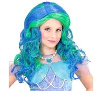 WIDMANN 74970 - Mermaid Wig for Girls, Marine World, Fairy Tales, Carnival, Theme Parties, One Size, Turquoise-Emerald Color