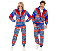 W WIDMANN MILANO Party Fashion - Unisex Adult Christmas Party Fashion Jumpsuit, Santa Claus, 80s, Glows Under UV Light, Carnival, Theme Parties