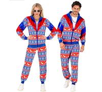 Widmann 79323 Kostüm Trainingsanzug mit Weihnachtsmotiv Reindeer Costume Tracksuit with Christmas Motif, Cartoon, Blue, L