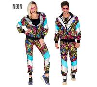 Widmann 11774 Costume 80s Tracksuit, Jacket and Trousers, Comfortable to Wear, Animal Print, Jogging Suit, Retro Style, Bad Taste Party, Carnival, Multicoloured, XL