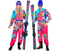 Widmann 80s Retro Ski Suit Costume for Adults - Colourful Jumpsuit with Belt - Unisex Fancy Dress Outfit for Men & Women - Apres Ski, Festival & Party Costume