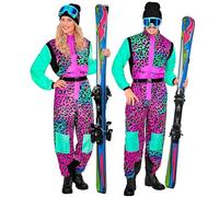 Widmann 80s Retro Ski Suit Costume for Adults - Colourful Jumpsuit with Belt - Unisex Fancy Dress Outfit for Men & Women - Apres Ski, Festival & Party Costume