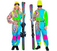 Widmann 80s Retro Ski Suit Costume for Adults - Colourful Jumpsuit with Belt - Unisex Fancy Dress Outfit for Men & Women - Apres Ski, Festival & Party Costume