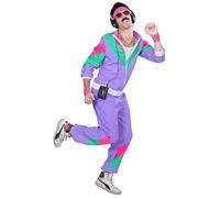Widmann - 80s Shell Suit Costume (Purple/Pink/Green) - Adult