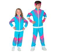 WIDMANN Children's Blue 80s/90s Tracksuit Shell Suit Fancy Dress Costume Boys Girls Kids 1980s/1990s Party Jogging Suit Retro Style Bad Taste Party Carnival Age 8-10