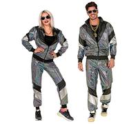 Widmann Tracksuit Costume 80s Silver Reflective Jacket & Trousers Multi-Colour Large