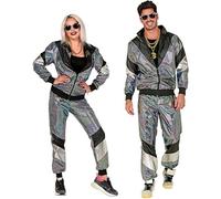 Widmann Tracksuit Costume 80s Silver Reflective Jacket & Trousers Multi-Colour Large