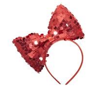 Widmann 9318R - Headband with Sequin Bow, Adult Woman, 1950s, Dancer, Disco, Princess, Carnival, Red Color