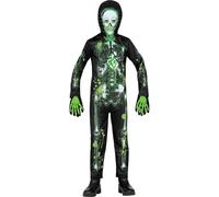 Widmann 98266 Children's Toxic Skeleton, 2 Pieces, Skull, Bone, Costume, Fancy Dress, Theme Party, Carnival, Halloween, Unisex Kids, Multicoloured, 128