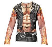 Widmann 98693 T-Shirt Rocker/Biker Man, Striped, Coloured, M-L