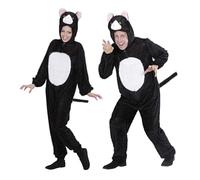 Widmann 9929B-Adults Deluxe Cat, jumpsuit mask