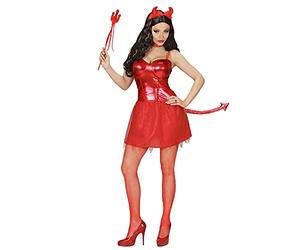 Widmann Adult Horns Devil Lady Costume Dress with Tail & Trident