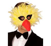 Yellow Feathered Big Bird Masquerade Mask with Beak