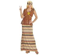 Widmann adult's hippie woman costume, dress with jacket, skirt, headband and necklace with peace sign