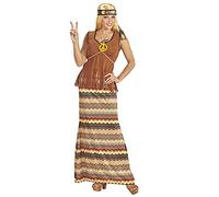 Widmann adult's hippie woman costume, dress with jacket, skirt, headband and necklace with peace sign