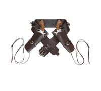 Brown Double Holster Belt Cowboy Wild West Fancy Dress Accessory
