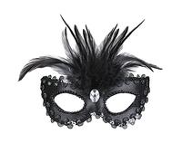 WIDMANN - Baroness Mask with Gem, Adult Woman, with Beads, Sequins and Feathers, Venetian Carnival, Halloween