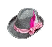 Widmann Bavarian Hat with Feathers Grey - Pink