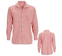 Widmann Bavarian Shirt for Adults, Red and White Checked, Long Sleeve Oktoberfest Costume Top, Size M - Perfect for Beer Festivals and Theme Parties