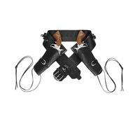 Widmann Black Leather Look Double Holster Belt Cowboy Wild West Fancy Dress Accessory