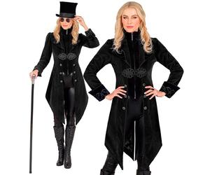 Widmann Black Velvet Gothic Coat (M) Black