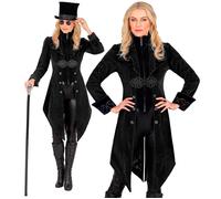Widmann Black Velvet Gothic Coat (S) Black