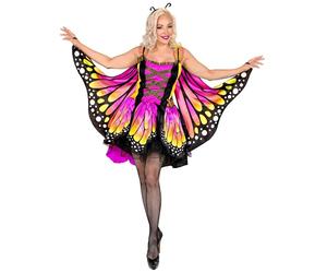 Widmann - Butterfly costume, dress with tutu, wings and antennas, for women, animal, moths, carnival, theme party