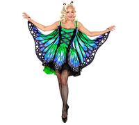Widmann - Butterfly costume, dress with tutu, wings and antenna, for women, animal, butterfly, carnival, theme party