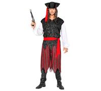 Widmann - Caribbean pirate costume, shirt with vest, trousers, belt, headband, hat, pirator, theme party, carnival